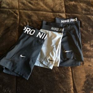 THREE 3 pairs Nike Pro Shorts